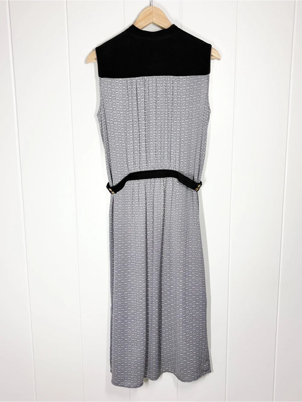 Tory Burch Rampling Silk Gemini Link Belted Midi Dress Size 6 Blue Black